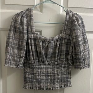 Plaid Gray Women's Top